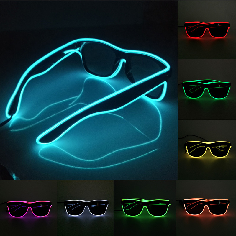 Glow In The Dark Party Glasses - 깜박이는 EL 와이어 LED 안경, 빛나는
