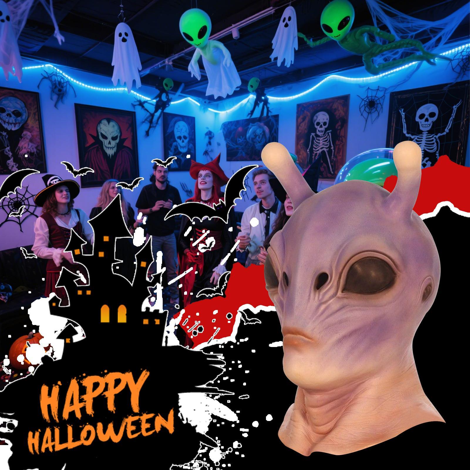 Latex Alien Mask Realistic - 전체 머리 현실적인 할로윈 외계인 마스크