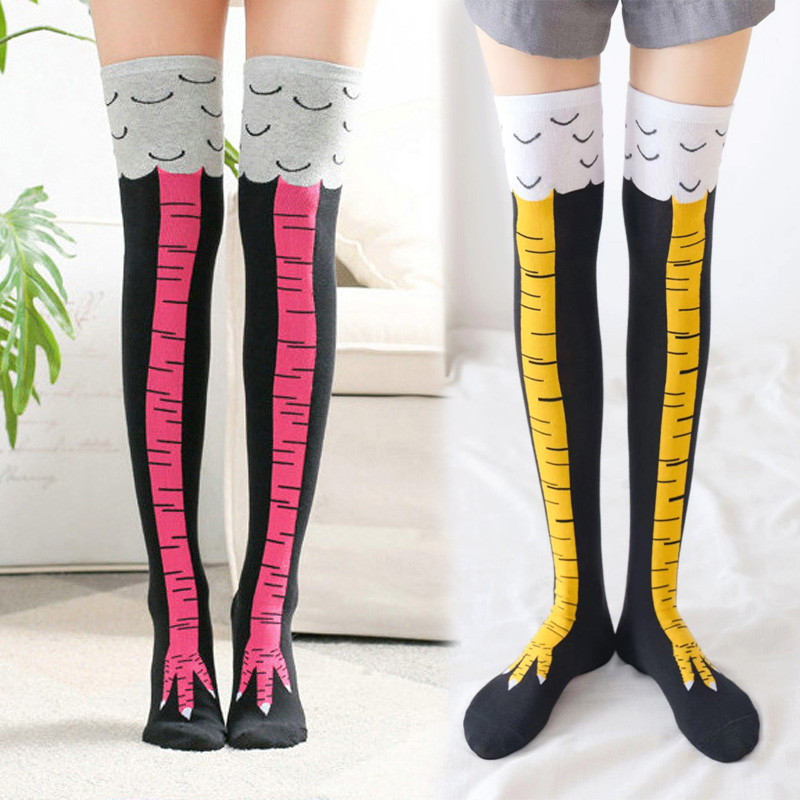 1켤레 여성 프린트 니하이 양말 트렌디 만화 재미있는  - Funny Chicken Leg Socks 리뷰 및 가격