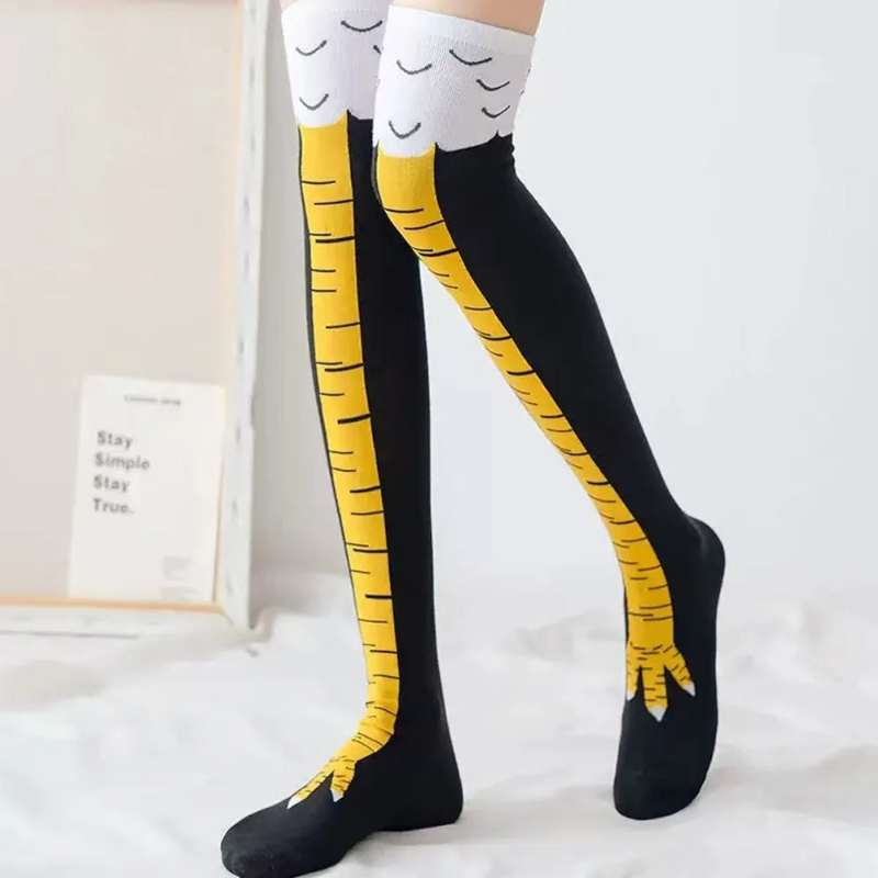닭발 발톱 긴 양말 여성용 무릎 위 스타킹 재미있는 만 - Funny Chicken Leg Socks 리뷰 및 가격